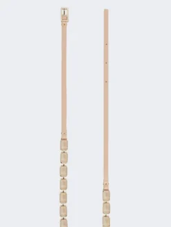Jewelled nappa leather belt - POWDER