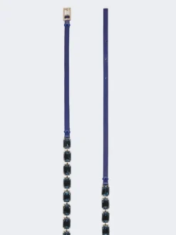 Jewelled nappa leather belt - CORNFLOWER BLUE