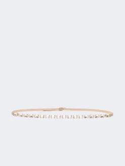 Jewelled nappa leather belt - BEIGE