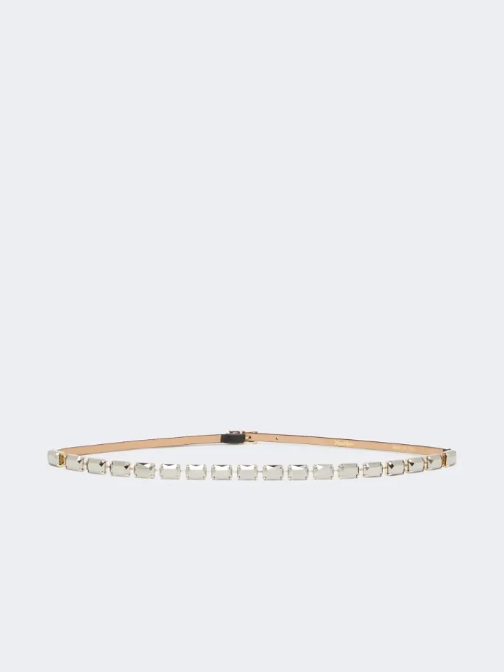 Jewelled nappa leather belt - BLACK
