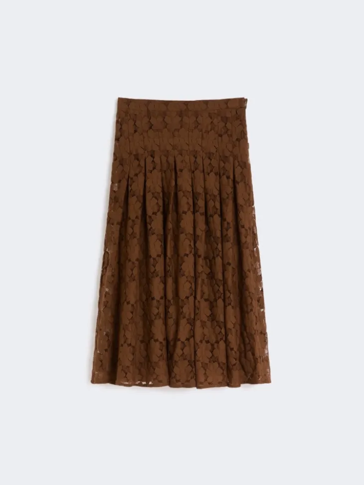 Lace midi skirt - CHOCOLATE