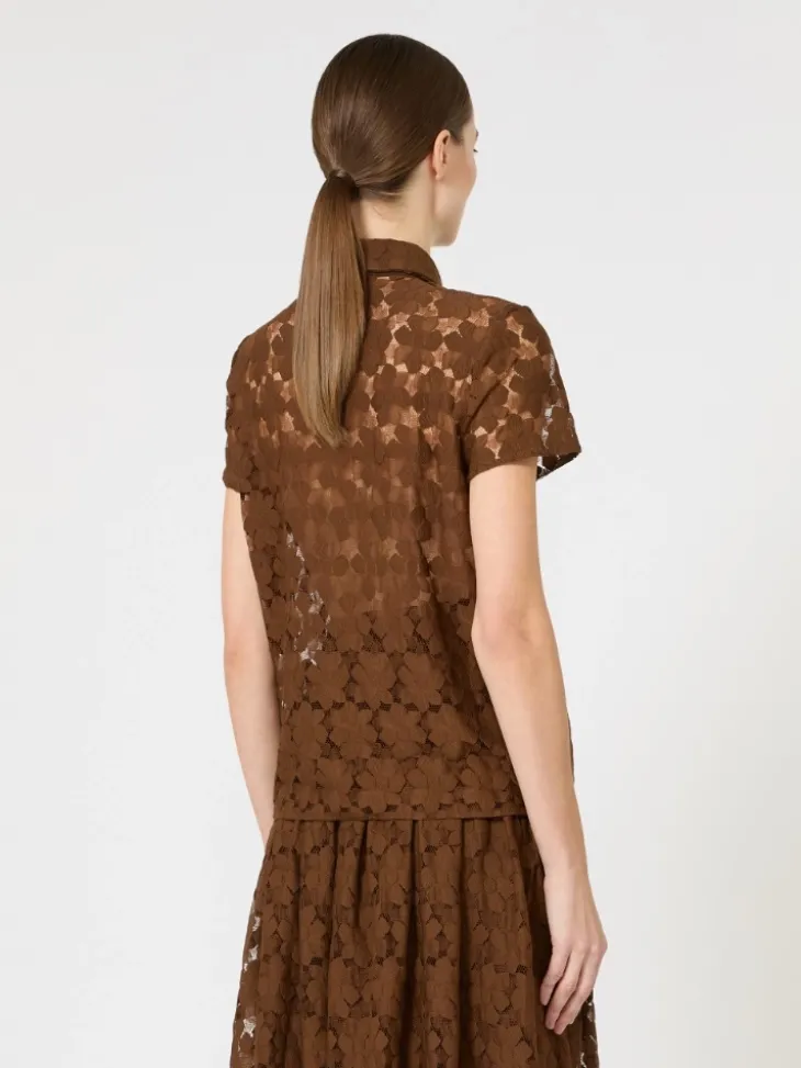 Lace T-shirt - CHOCOLATE