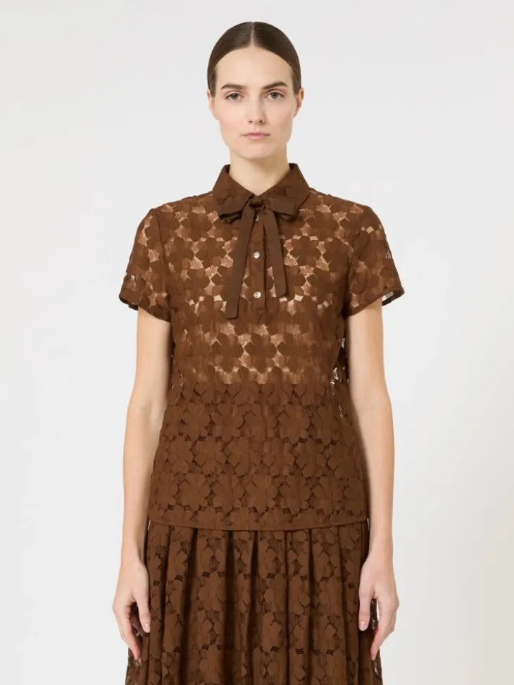 Lace T-shirt - CHOCOLATE