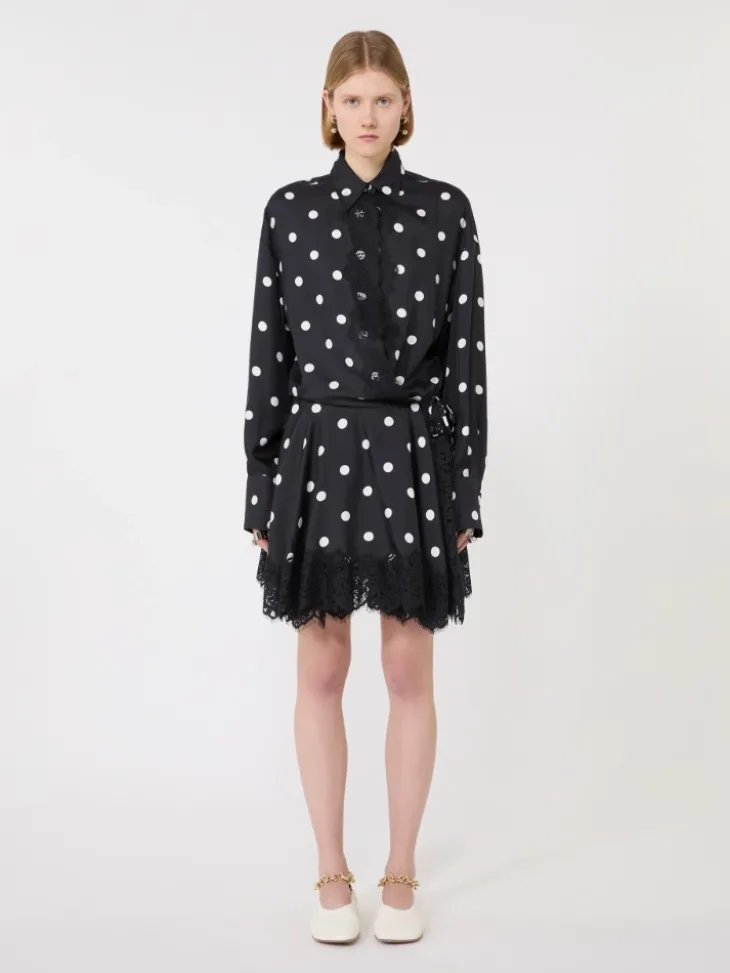 Lace-detail short dress - BLACK