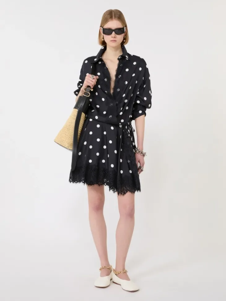 Lace-detail short dress - BLACK