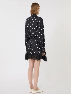 Lace-detail short dress - BLACK