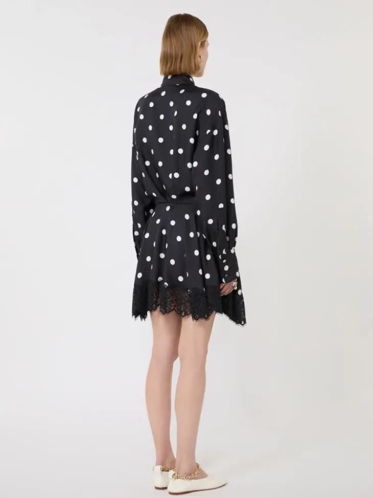 Lace-detail short dress - BLACK