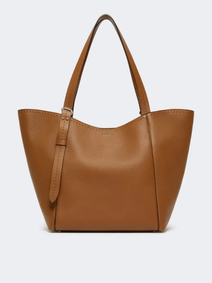 Leather Archetipo handbag - AMBER BROWN