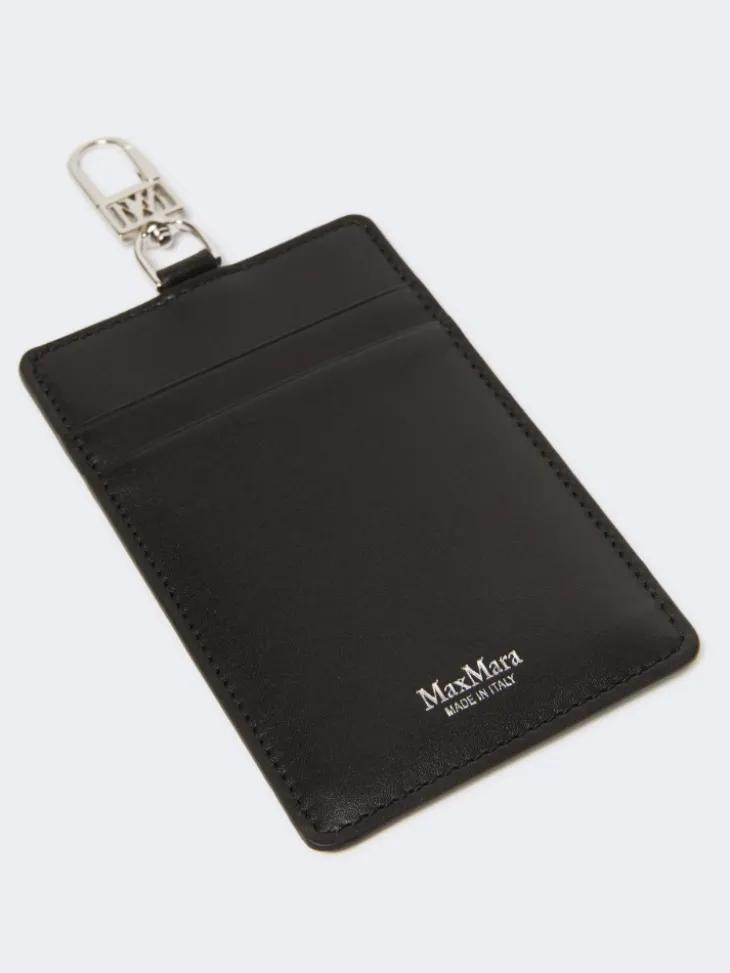 Leather badge holder - BLACK
