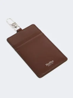 Leather badge holder - COCOA