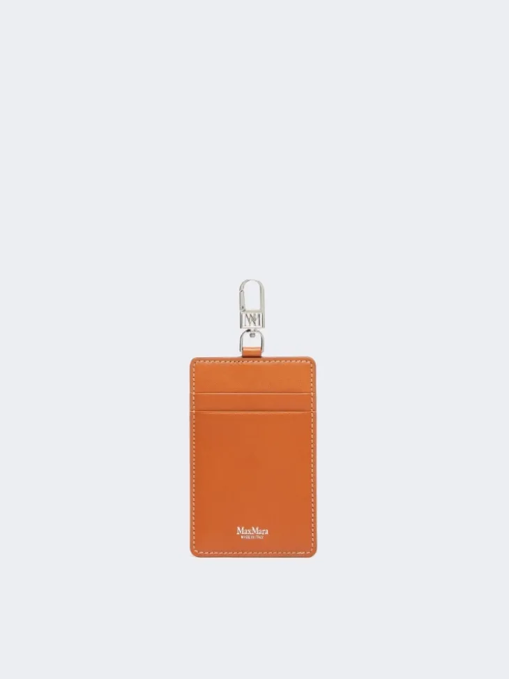 Leather badge holder - RUST