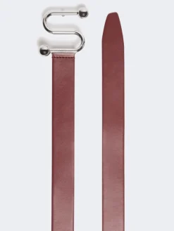 Leather belt with S buckle - BORDEAUX