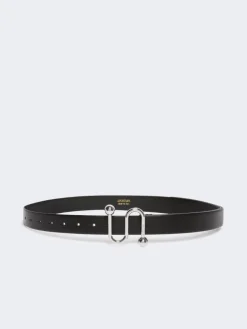 Leather belt with S buckle - BLACK
