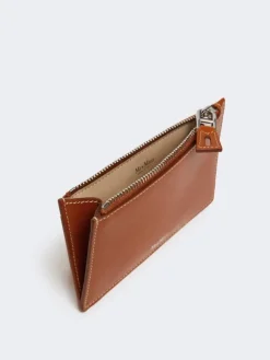 Leather card holder - RUST