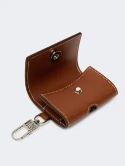 Leather earphone pouch - AMBER BROWN