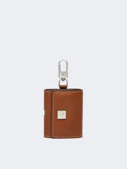 Leather earphone pouch - AMBER BROWN