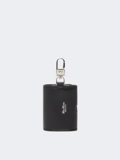 Leather earphone pouch - BLACK