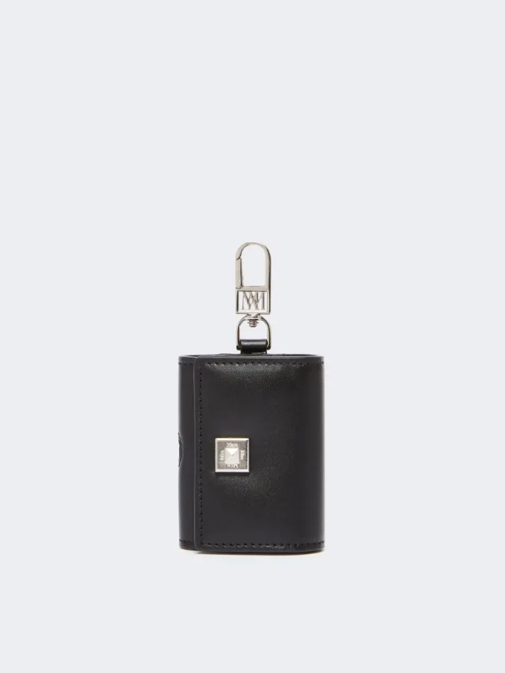 Leather earphone pouch - BLACK