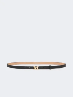 Leather Monogram belt - BLACK