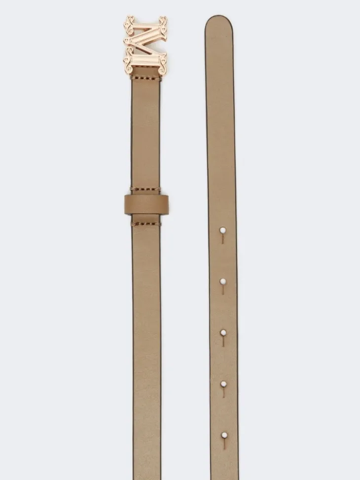 Leather Monogram belt - MUD