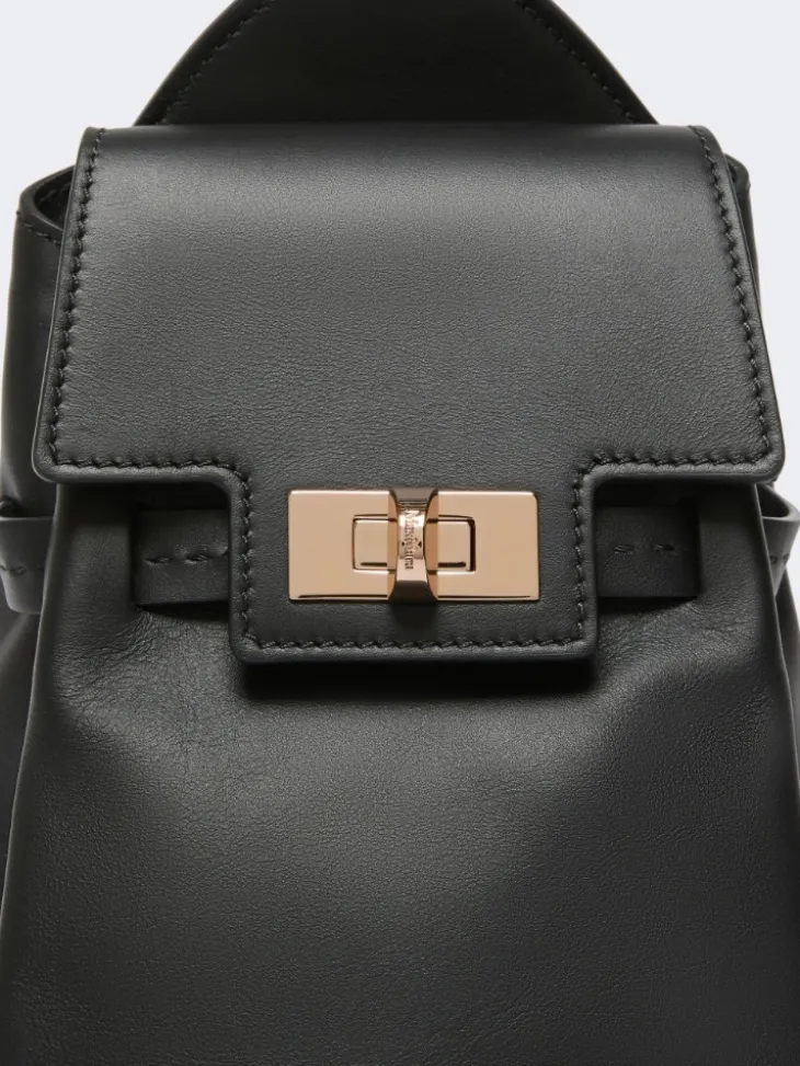 Leather, one-shoulder Margaux backpack - BLACK