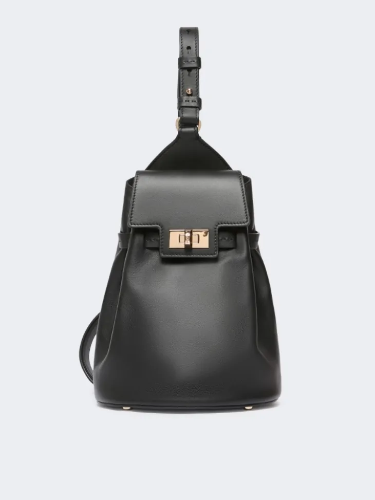 Leather, one-shoulder Margaux backpack - BLACK