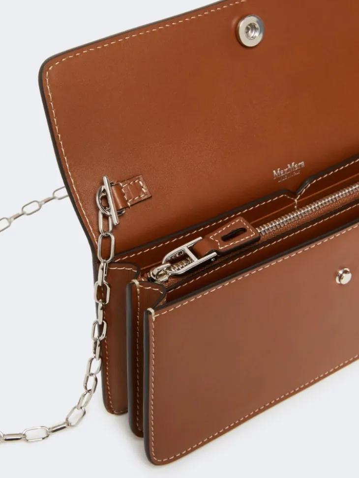 Leather phone pouch - AMBER BROWN