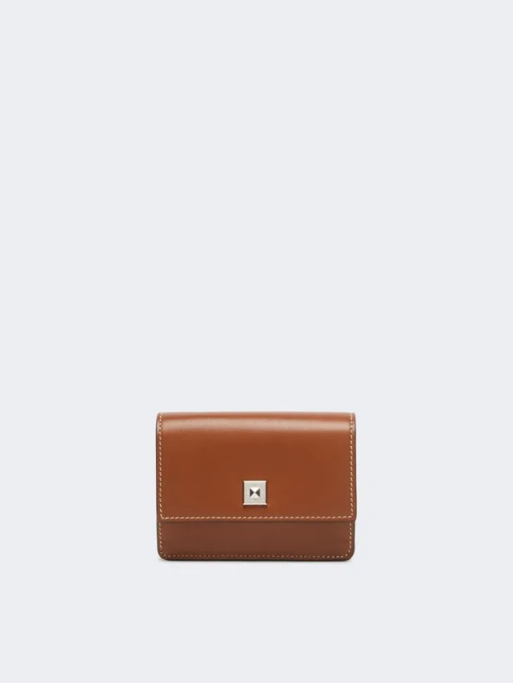 Leather purse - AMBER BROWN