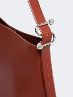 Leather S-buckle shopper bag - RUST
