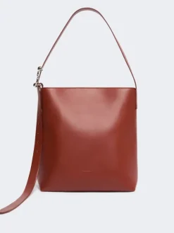 Leather S-buckle shopper bag - RUST