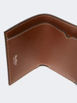 Leather tri-fold purse - AMBER BROWN