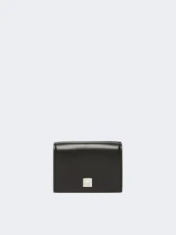 Leather tri-fold purse - BLACK