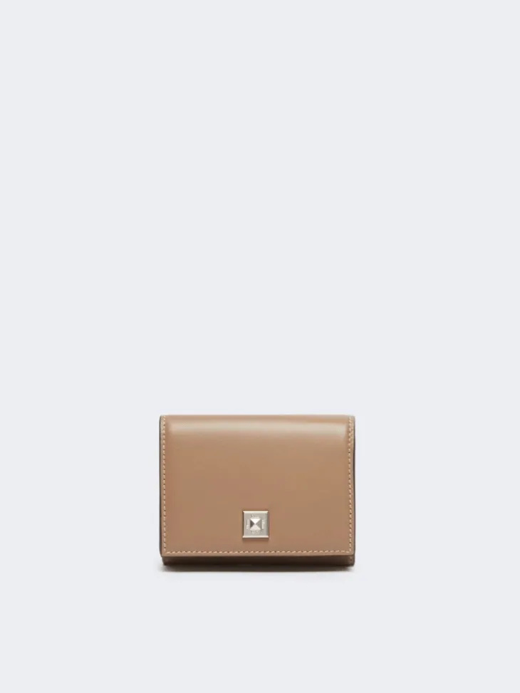 Leather tri-fold purse - MUD