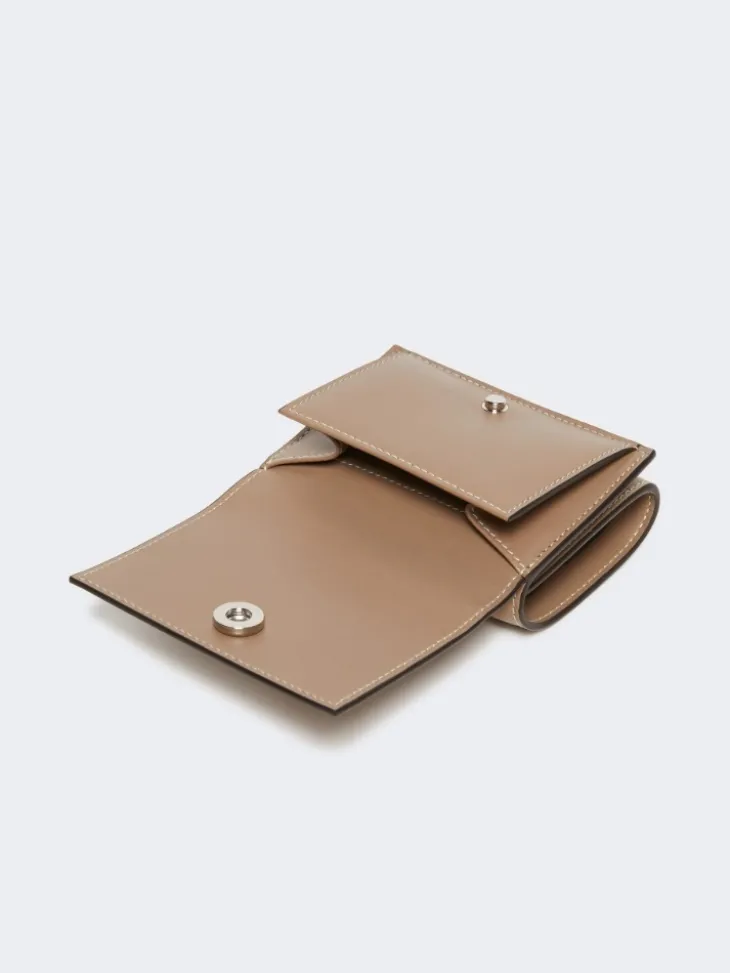 Leather tri-fold purse - MUD