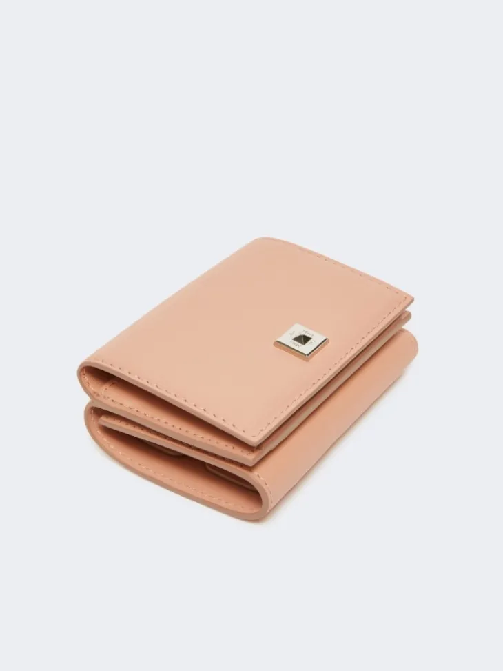 Leather tri-fold purse - PINK