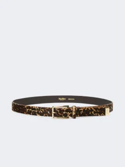 Leopard-print pony hair belt - CAMEL