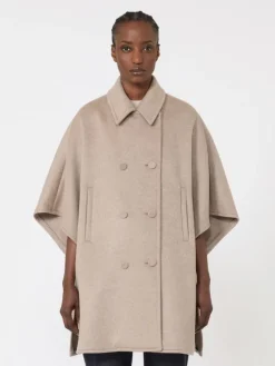 Lightweight cashmere broadcloth cape - TAWNY BRONZE BROWN