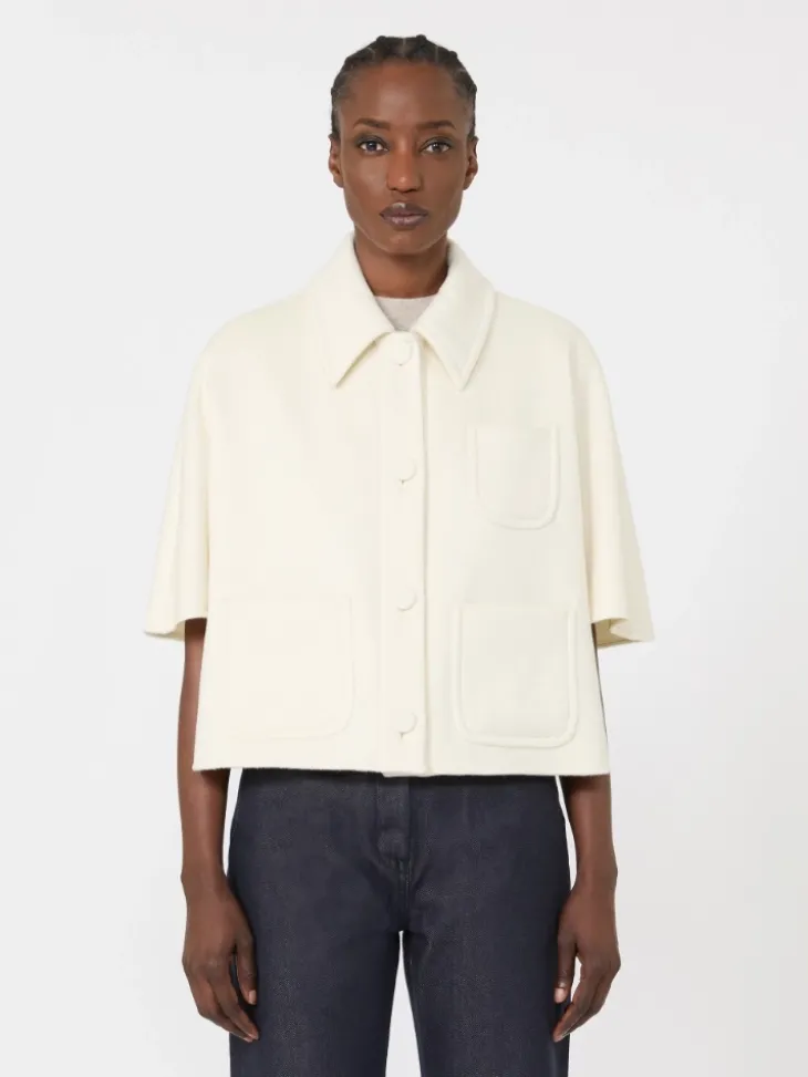 Lightweight cashmere cape - WHITE