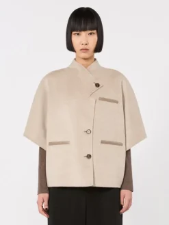 Lightweight cashmere cape - STONE