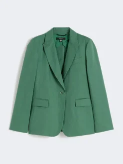Linen and cotton canvas blazer - GREEN