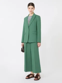 Linen and cotton canvas blazer - GREEN