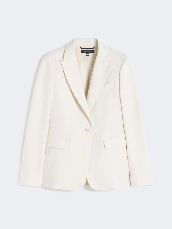 Linen and cotton canvas blazer - ECRU