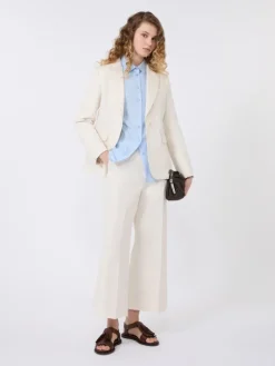 Linen and cotton canvas blazer - ECRU