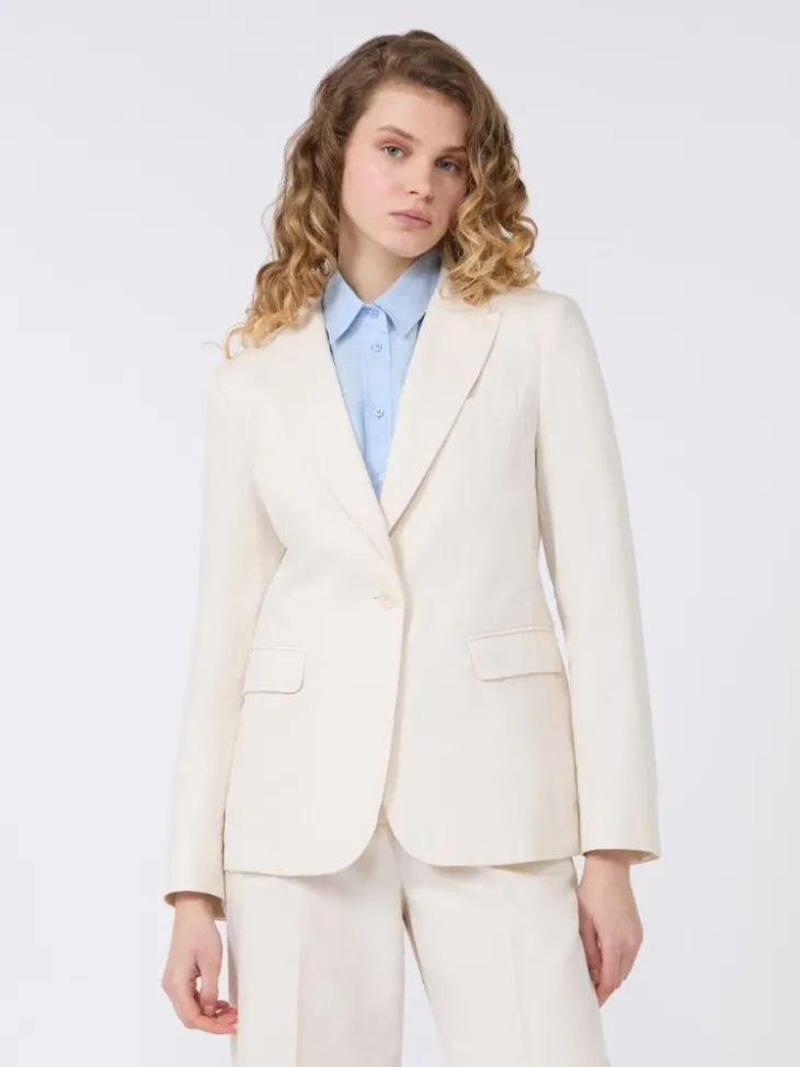 Linen and cotton canvas blazer - ECRU