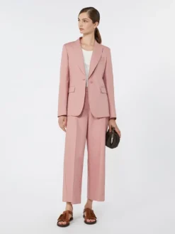 Linen and cotton canvas blazer - ANTIQUE ROSE