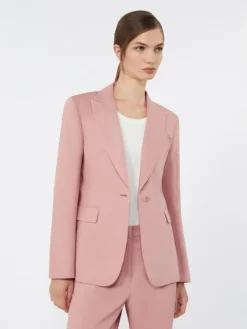 Linen and cotton canvas blazer - ANTIQUE ROSE