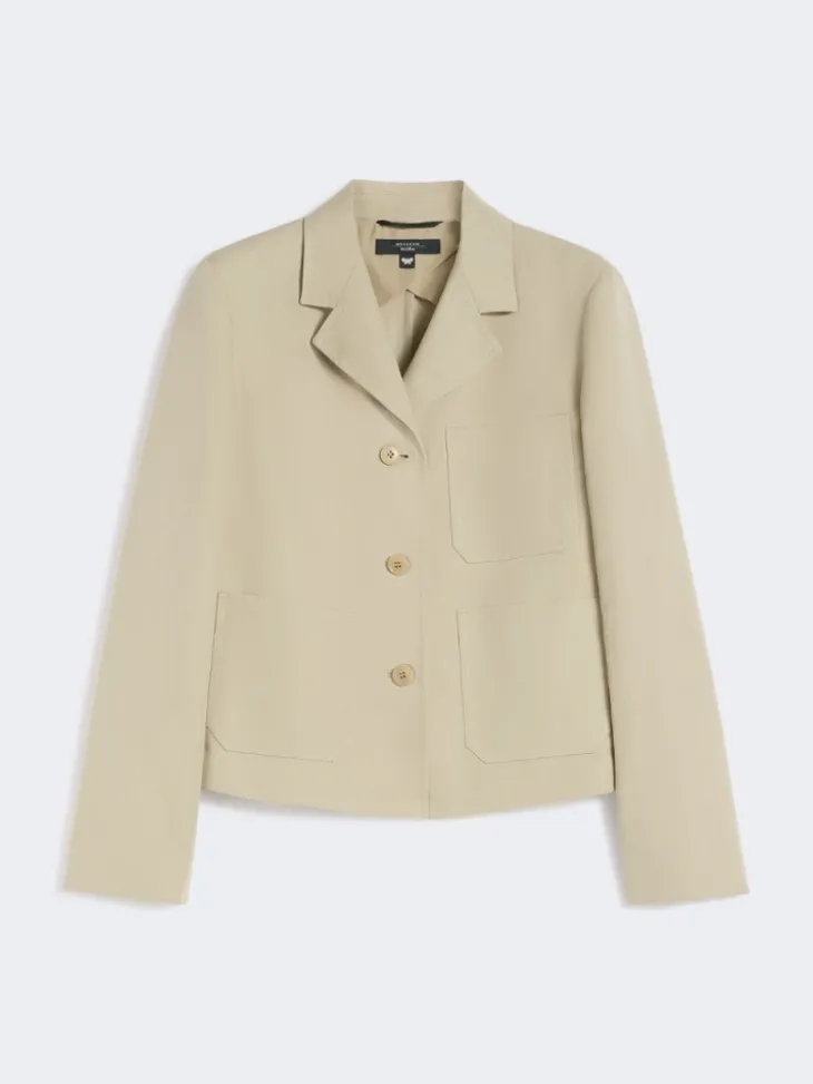 Linen and cotton canvas single-breasted jacket - SAND
