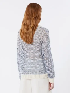 Linen and cotton yarn mesh jumper - LIGHT BLUE