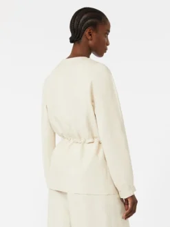 Linen and silk jacket - BEIGE