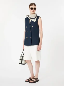 Linen basketweave gilet - MIDNIGHTBLUE